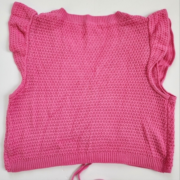 🧶Madden NYC Bright Pink Knit Adjustable Flutter Crochet Womens Top, sz XL - Picture 7 of 16